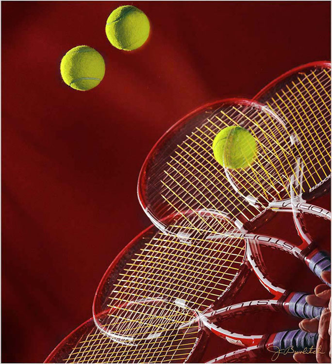 Stepwise views of a tennis volley stroke at Reis Tennis Center, Cornell U.